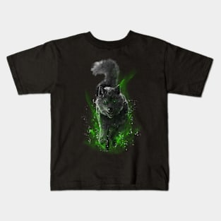 Funny wolf - green version Kids T-Shirt